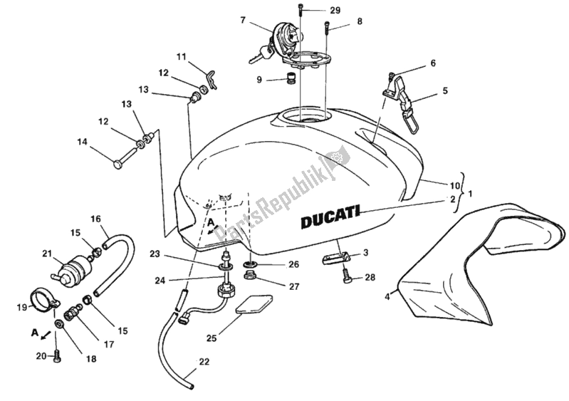 Todas as partes de Tanque De Combustível do Ducati Monster 600 Dark City 1999